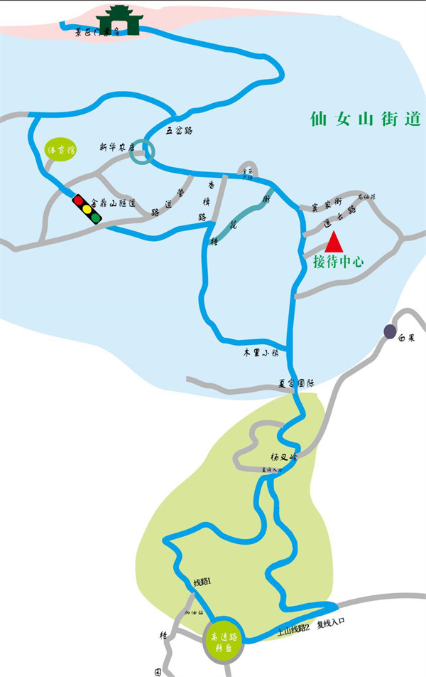 武隆城区至仙女山门票房线路图